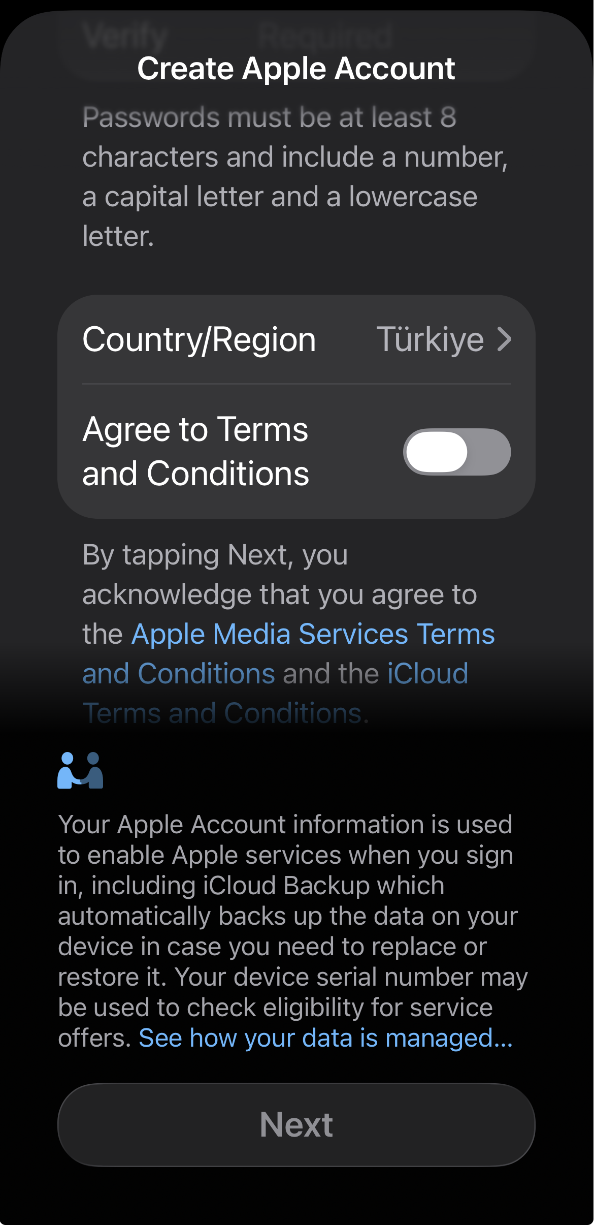 创建新的 Apple 账户