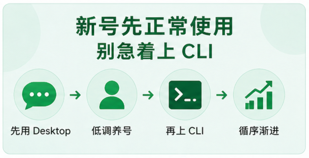 新号先正常使用，别急着上 CLI