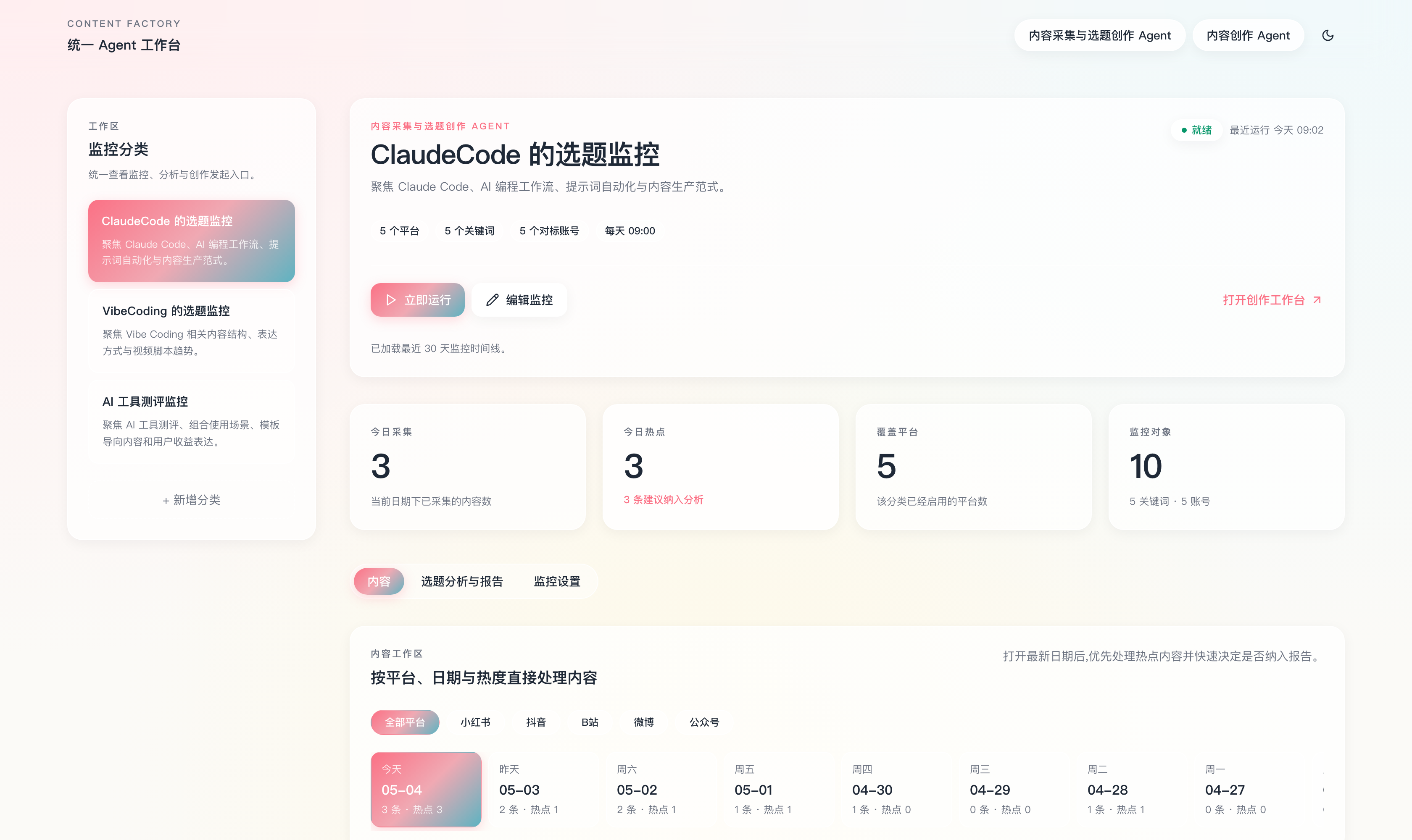 监控仪表盘 · 亮色